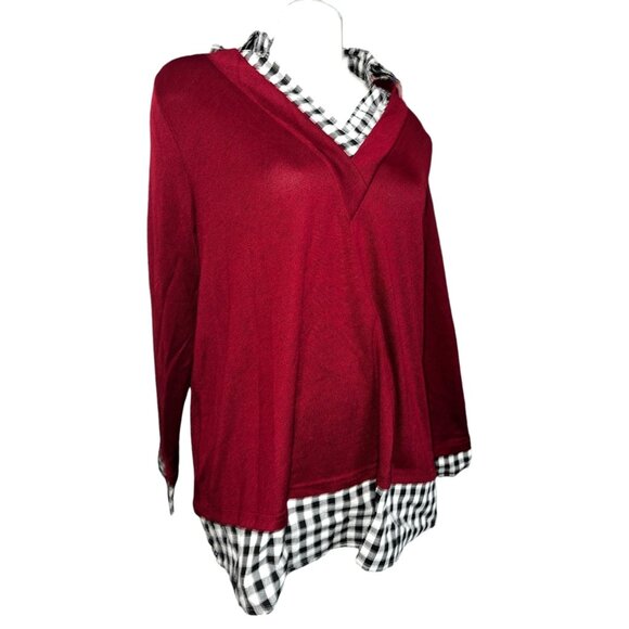 BloomChic Pullover Collared Sweater Blouse Sz 26 (4XL) Womens Red & Black - Picture 1 of 7